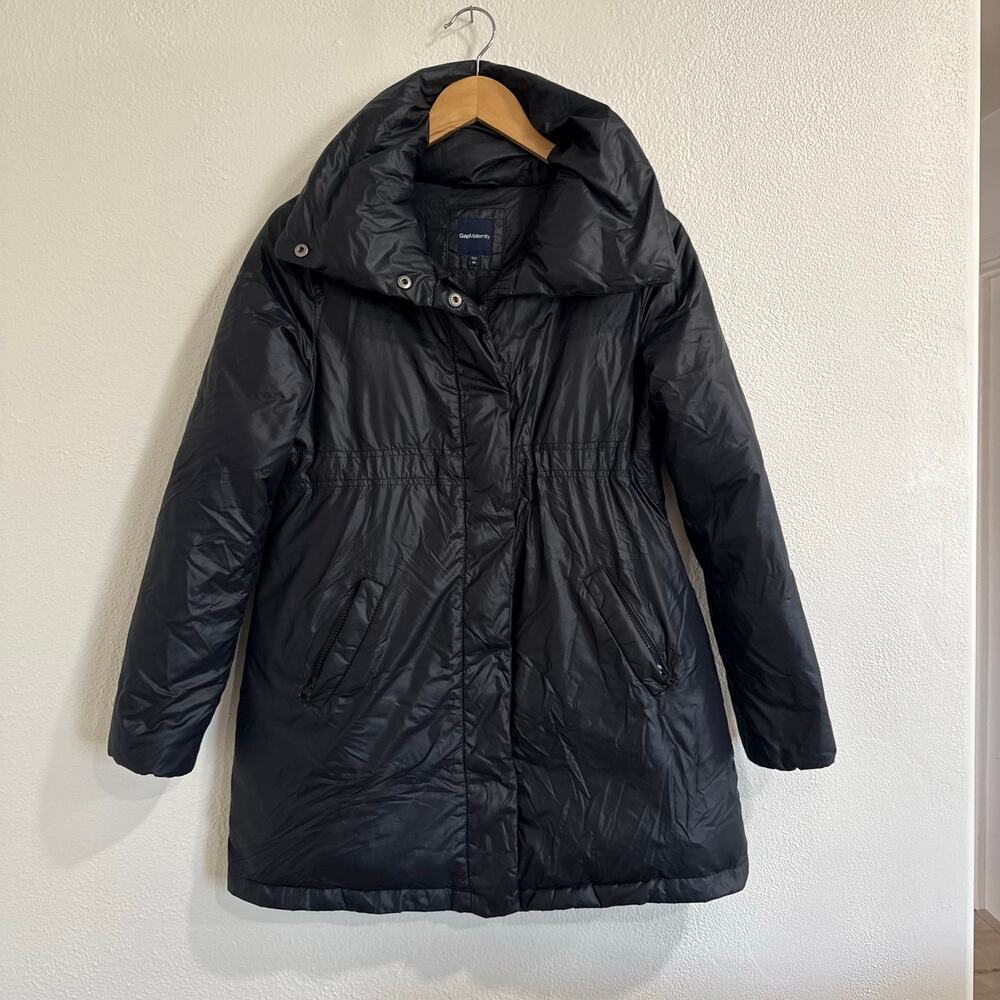 Gap Maternity Black Down Puffer Coat Longline Winter Jacket Size XS